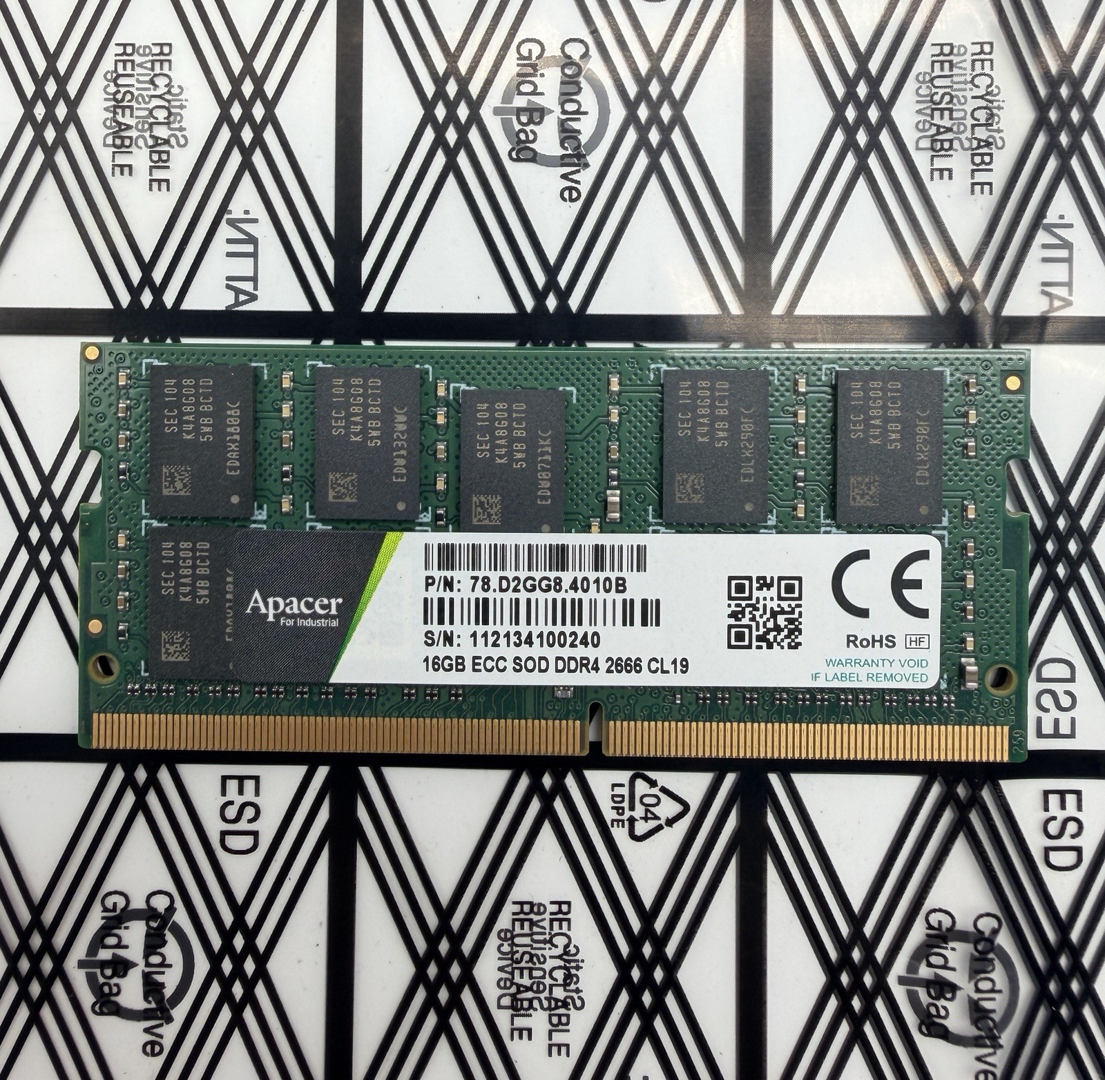Apacer Industrial 16GB DDR4-2666 ECC Unbuffered SODIMM RAM PC4-21300 260-pin