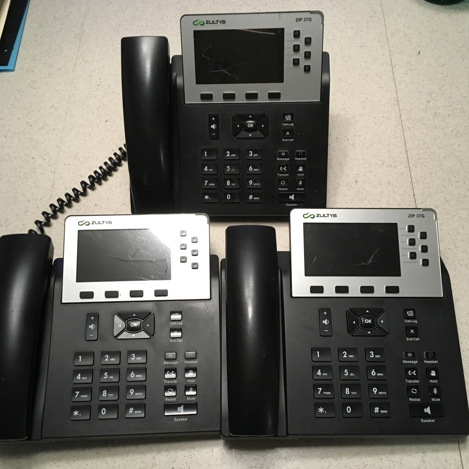 Zultys 37G Color Gigabit IP Business Phone Grade C No Power packs Lot of 3