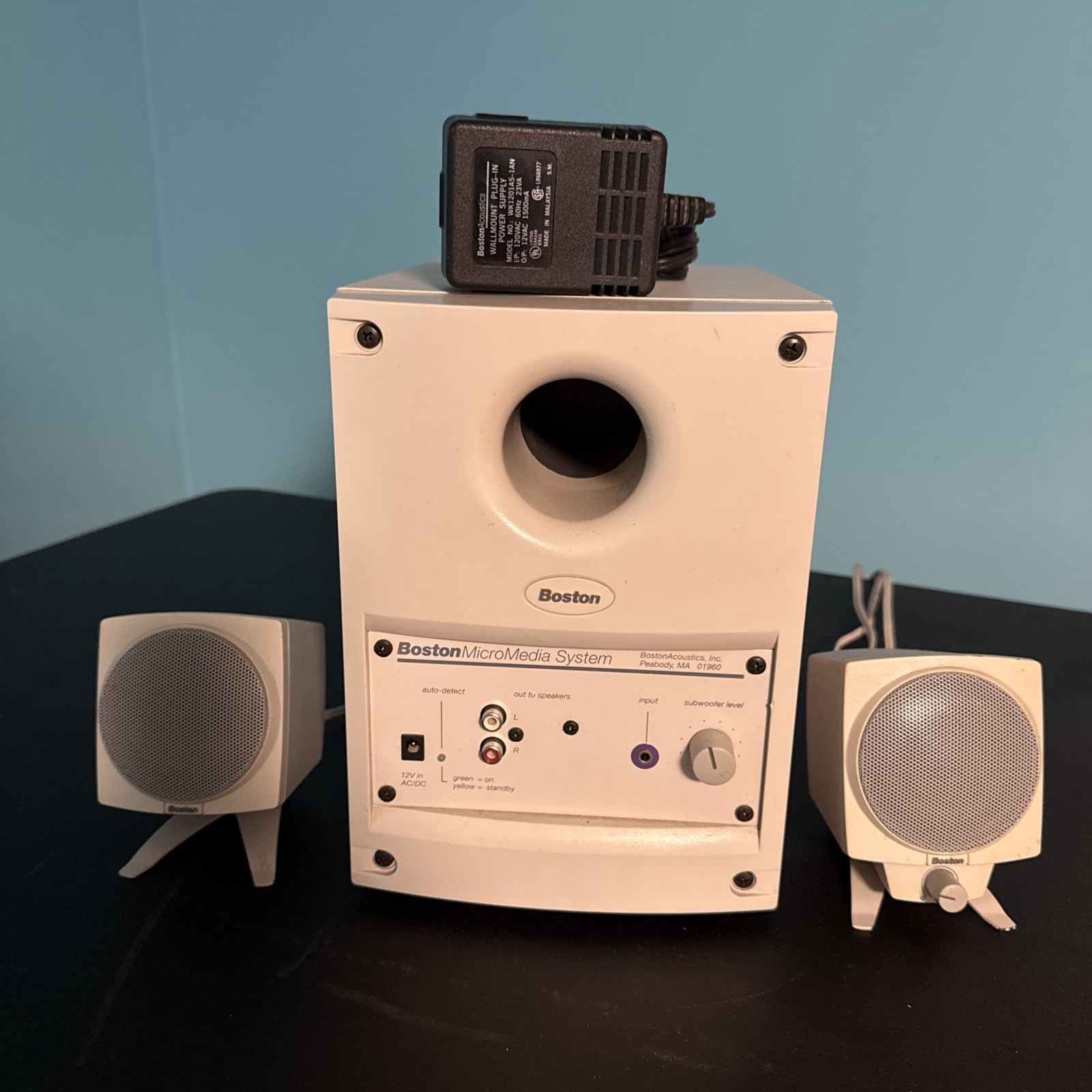 Boston Acoustics MicroMedia System PC Speakers Subwoofer Amplifier 2 Speakers
