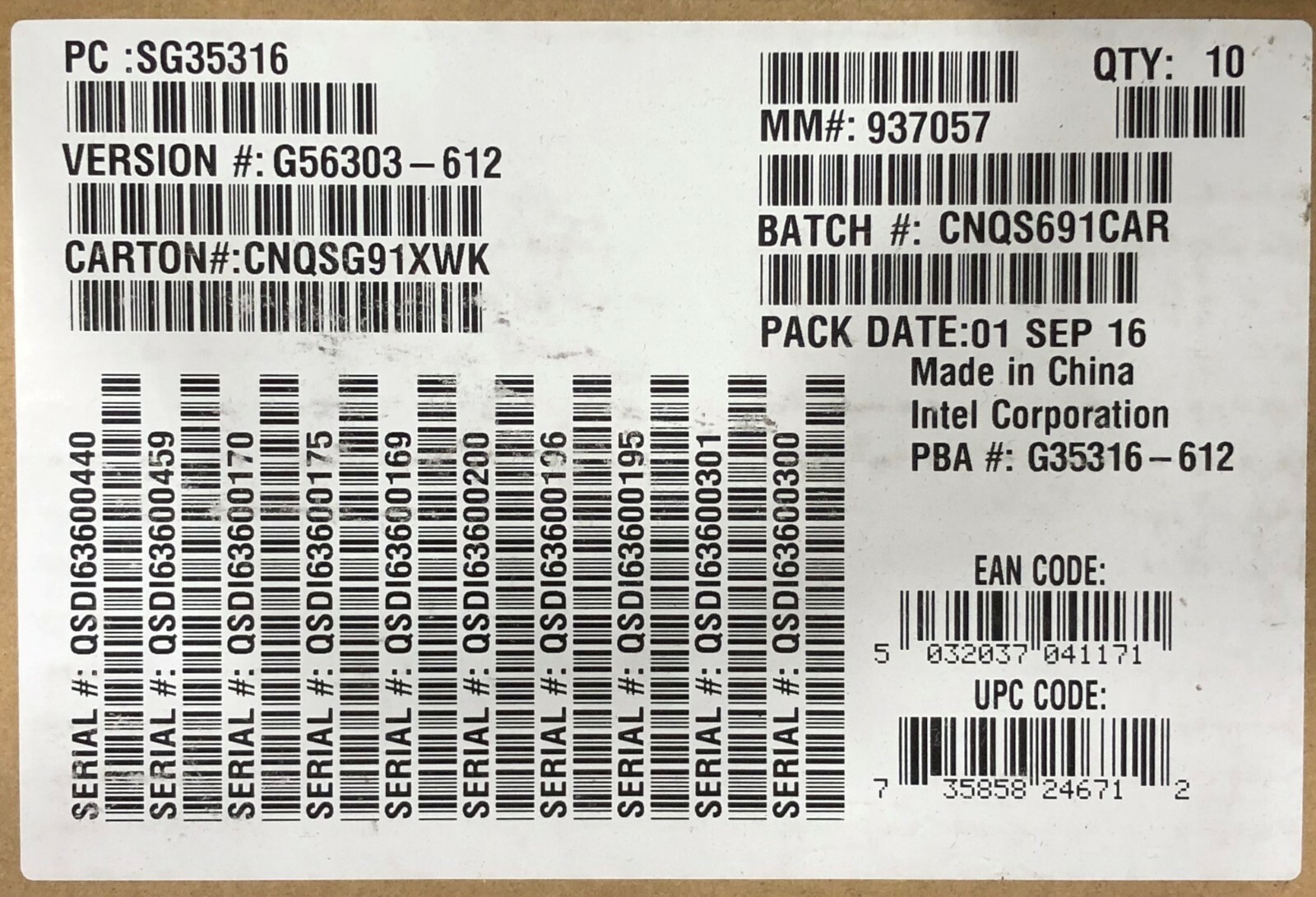 Intel RMS25CB080 SG35316 Integrated RAID Module 6 Gb/s SAS/SATA NEW BULK