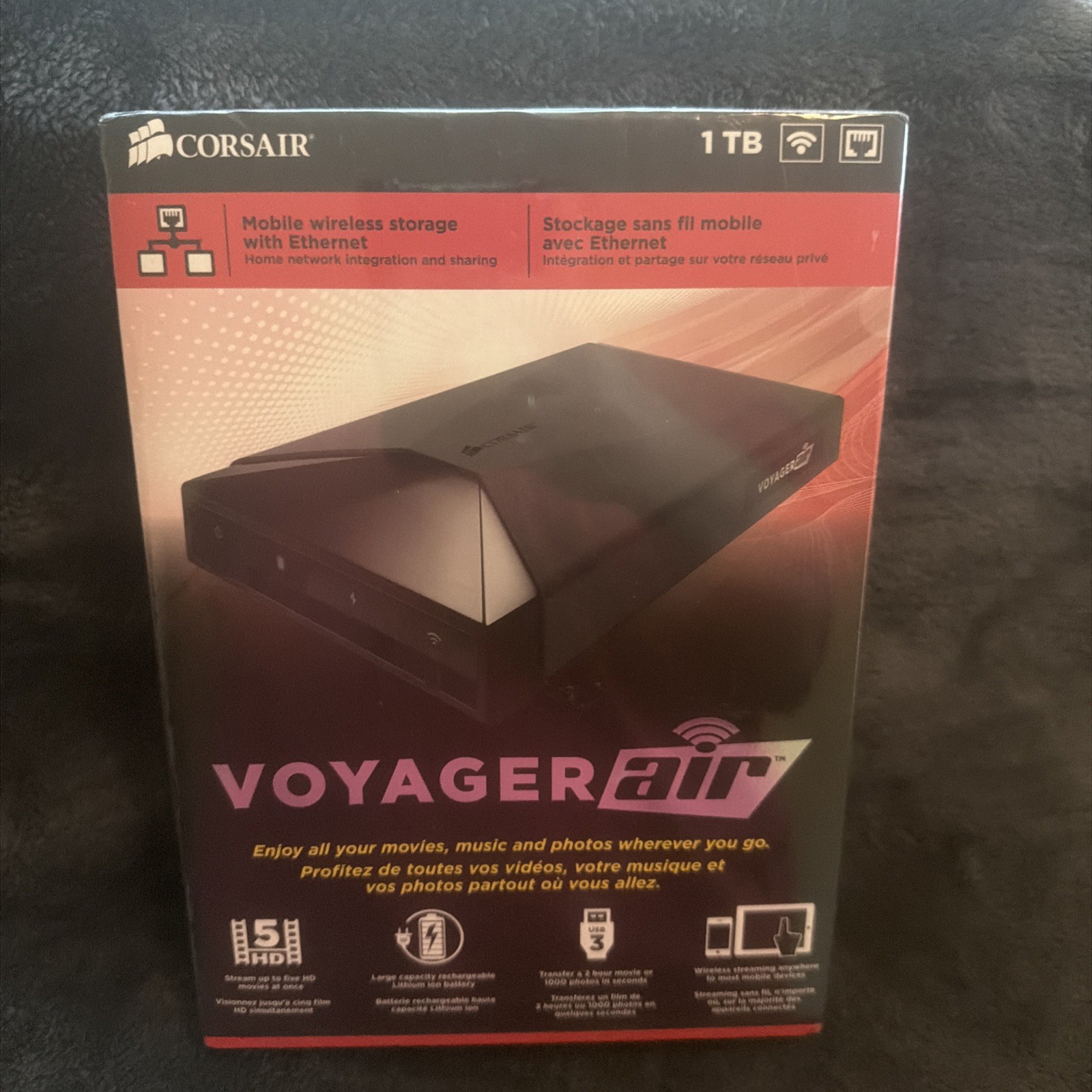 CORSAIR Voyager Air 1 TB Mobile Wireless Storage With Ethernet Brand NEW
