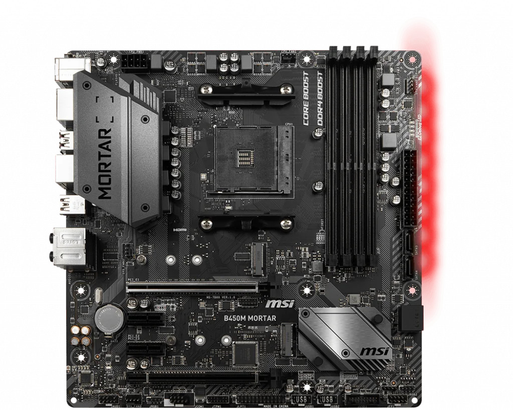 MSI B450M MORTAR For Ryzen seriese 4xDDR4 Socket AM4 PCI-E 3.0 Max 128GB 2×M.2
