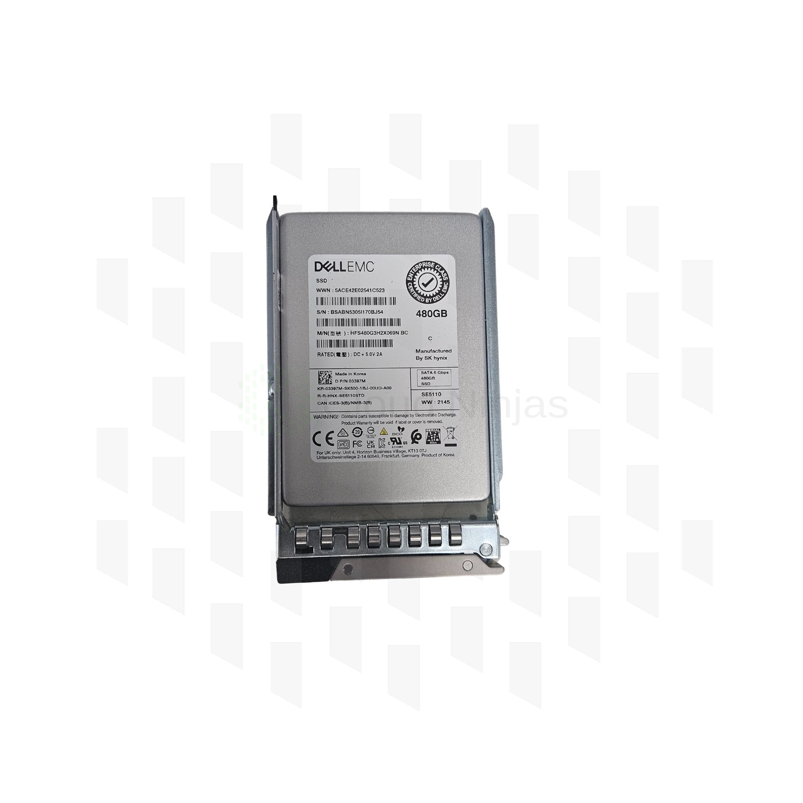 DELL 480GB 6G SATA 2.5" SFF SSD 3397M Solid State Drive W/ Tray HFS480G3H2X069N