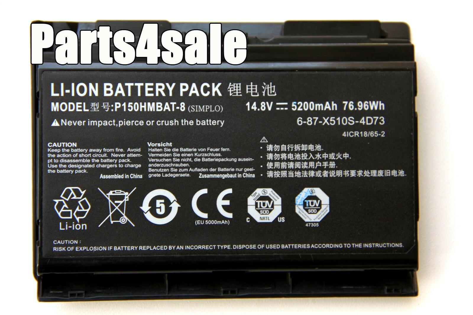 Genuine 6-87-X510S-4D73 Battery for CLEVO P150HM P150SM P151SM1 XMG P151HM1 P502