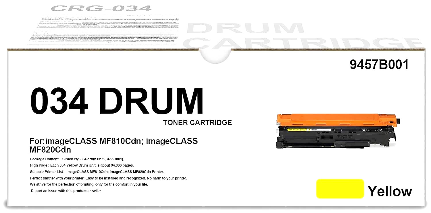 CRG-034 Yellow Drum Unit for Canon imageCLASS MF810Cdn MF820Cdn C1225 Printers