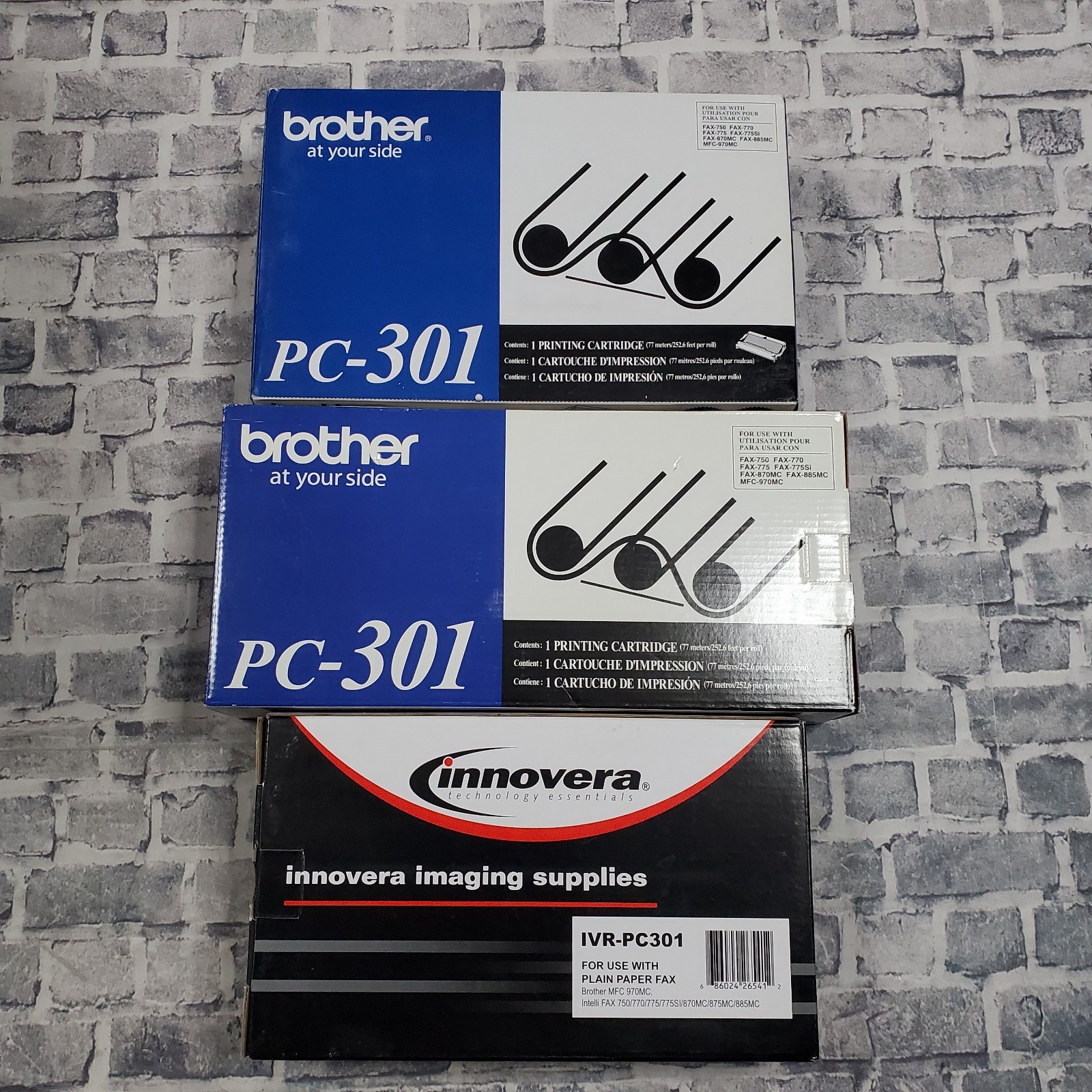 Genuine Brother PC-301 Printing Cartridge Lot 3