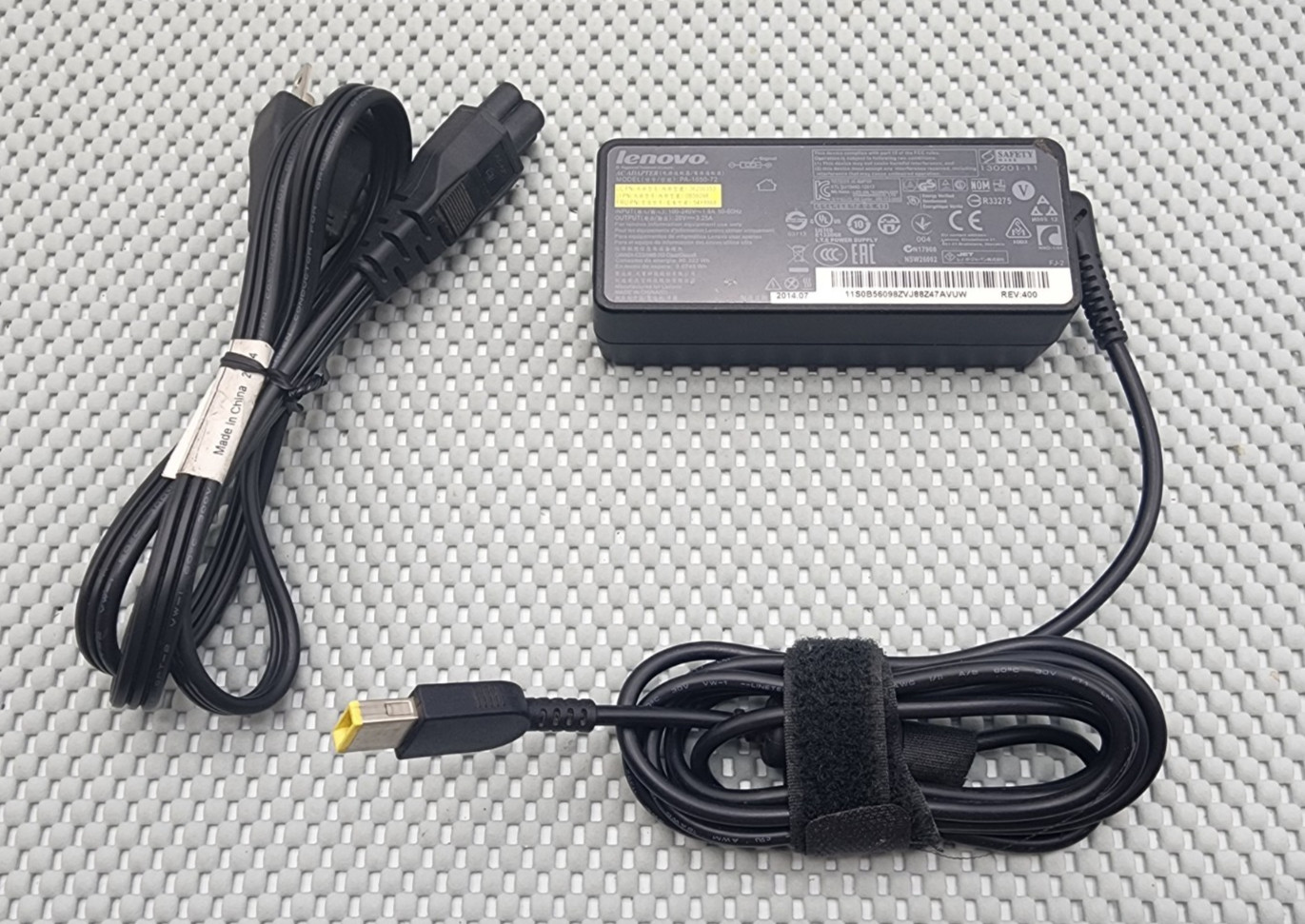 Lenovo 65W Slim Tip Laptop Charger 20V 3.25A Square Yellow Adapter OEM