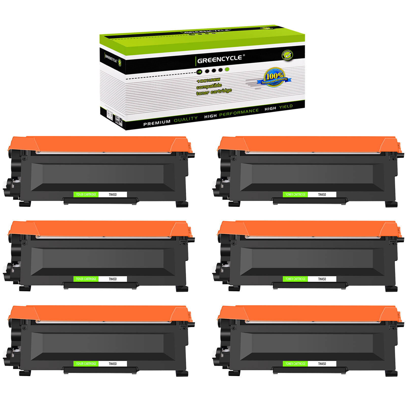 6PK TN450 Toner Cartridge Fits For Brother Hl-2220 2240 2270dw Mfc-7360n 7460dn
