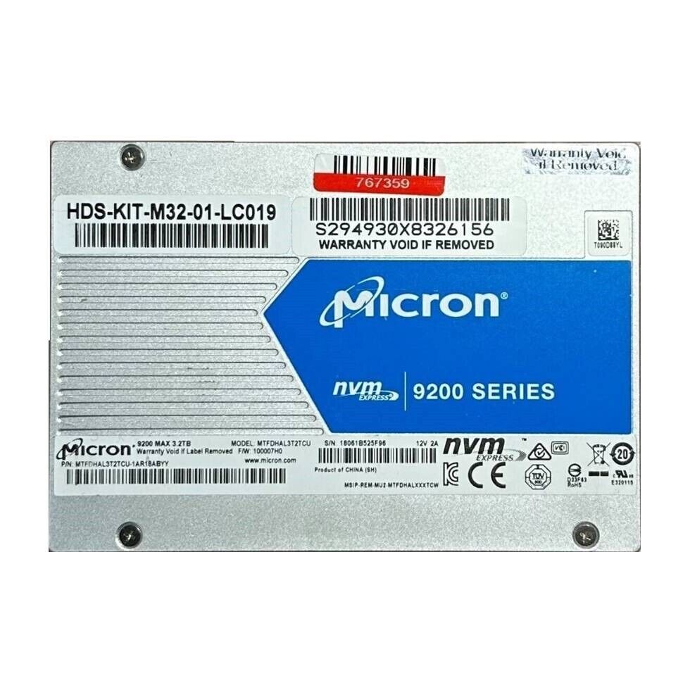 Micron 9200 Max Series 3.2TB SSD NVME U.2 2.5