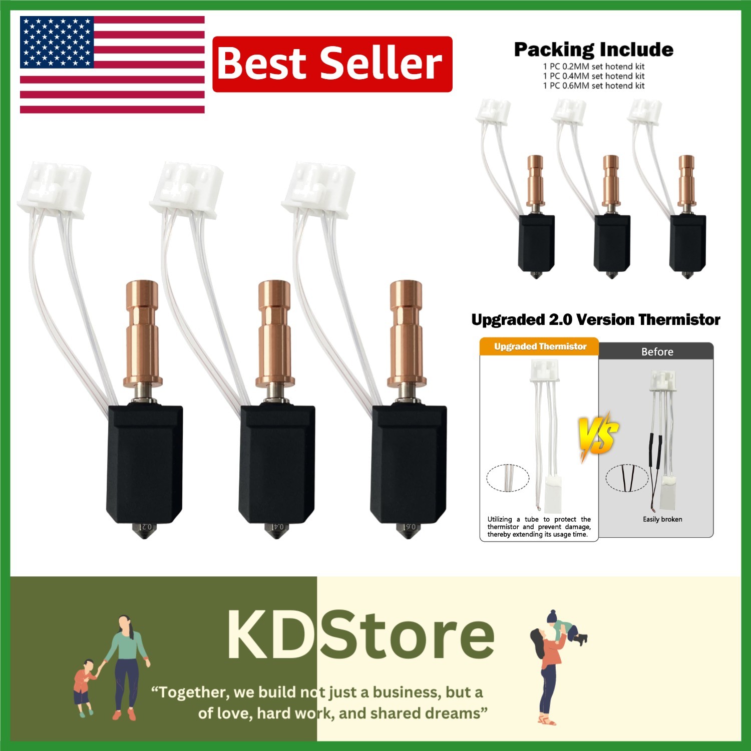 3-Pack Ceramic Hotend Set for Kobra S1 Series - Precision Nozzles & Heating C...