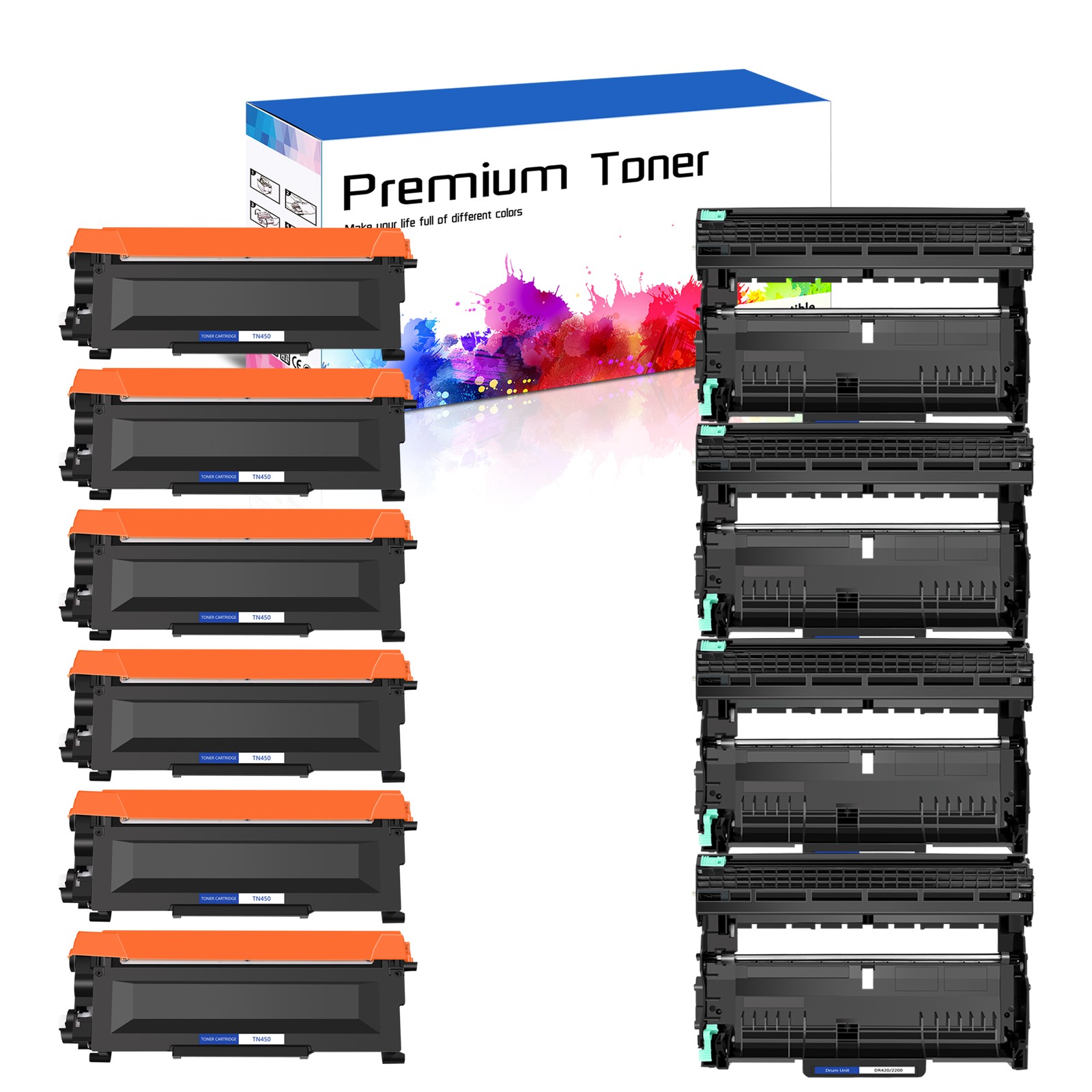 6PK TN450+4PK DR420 Toner Cartridge Compatible with Brother DCP-7060D DCP-7065DN