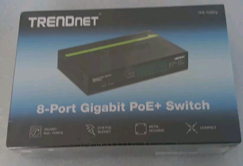 TRENDnet 8-Port Gigabit PoE+ Switch tpe-tg82g. 16Gbps