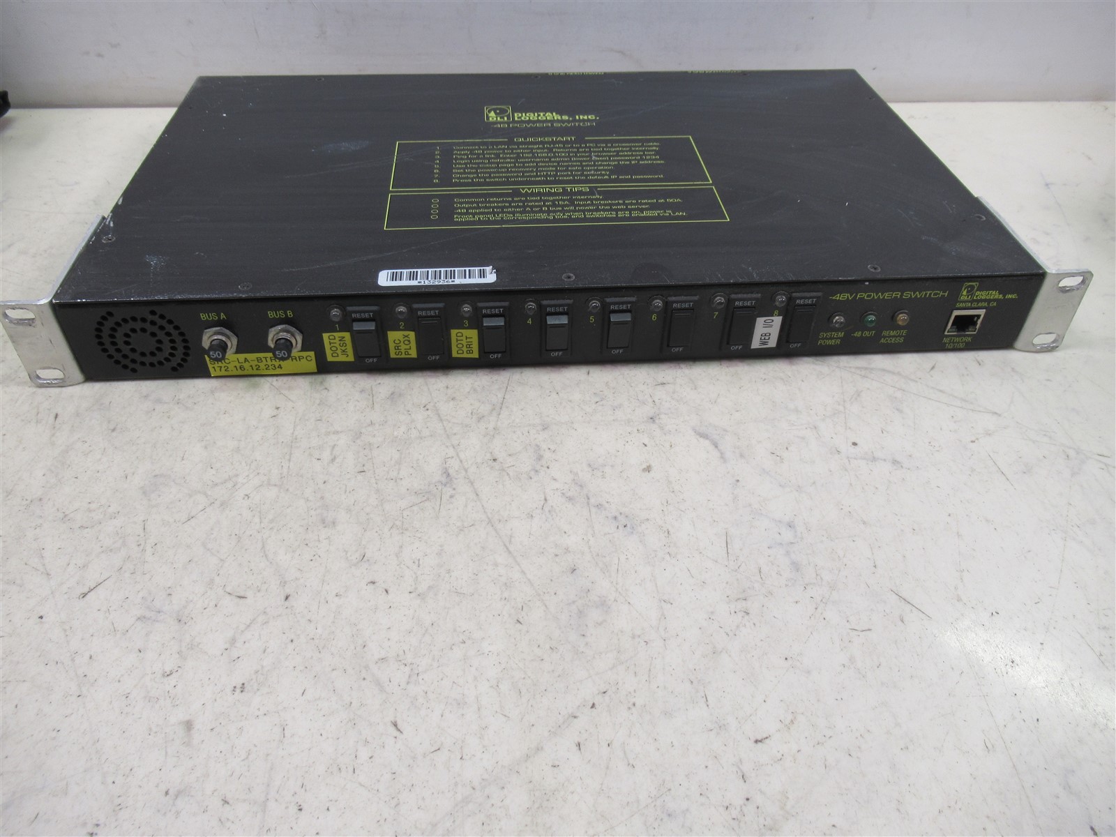 Digital Loggers -48V Power Switch Web Controlled PDU Remote Reboot 8-Port