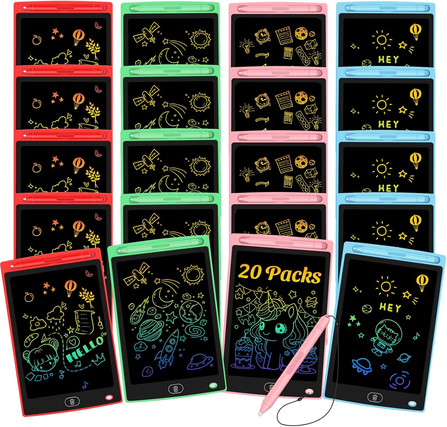 20 Pack LCD Writing Tablet for Kids - Erasable and Reusable Toddler Doodle