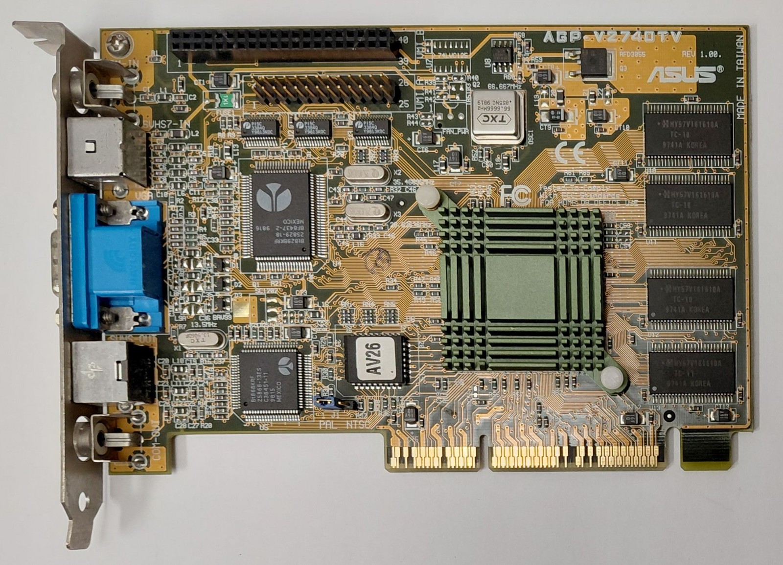 ASUS V2740TV AGP Graphics Card (Intel i740, 8MB, Retro, 1998)