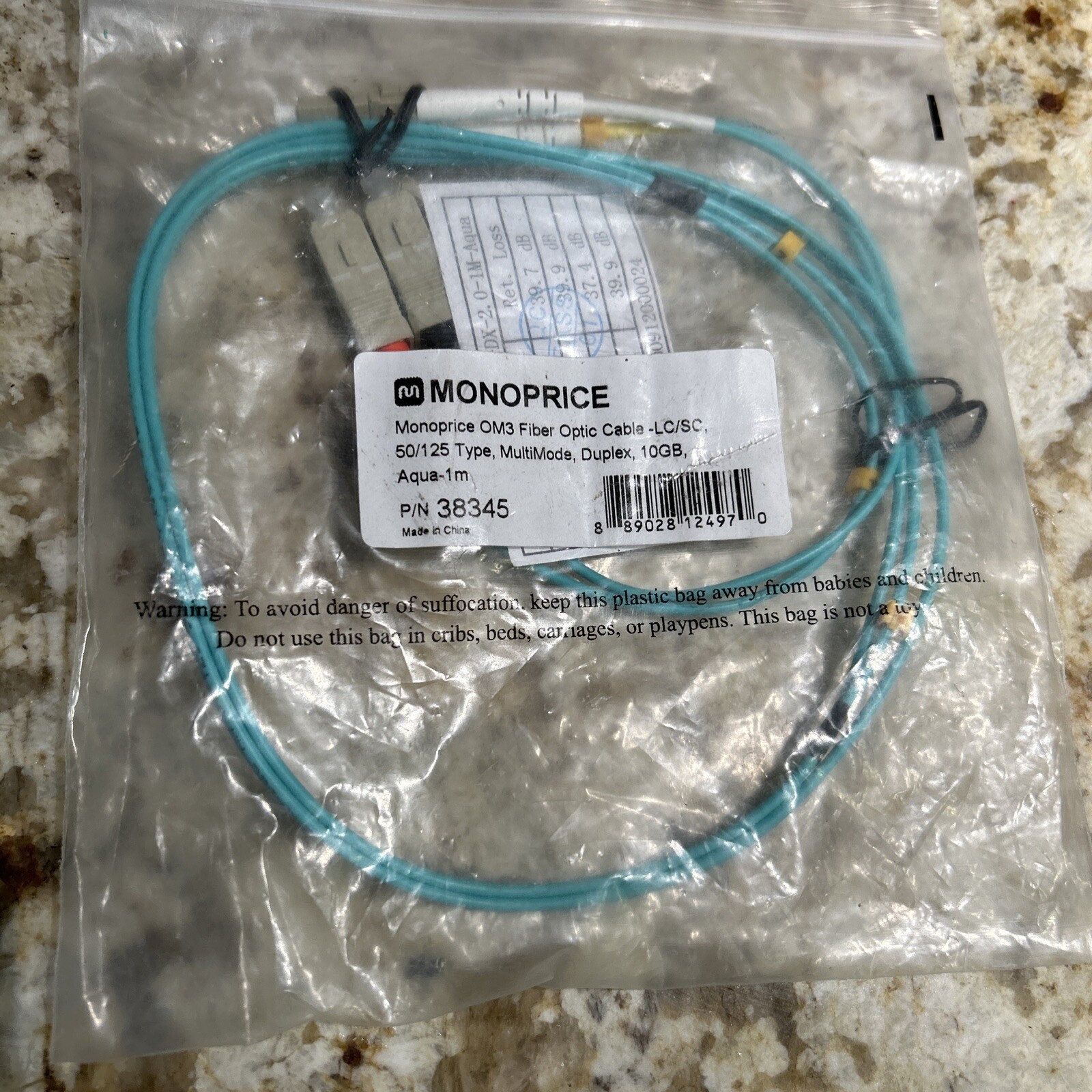 Monoprice Om3 Fiber Optic Cable Lc/sc 50/125 Type Duplex 10gb