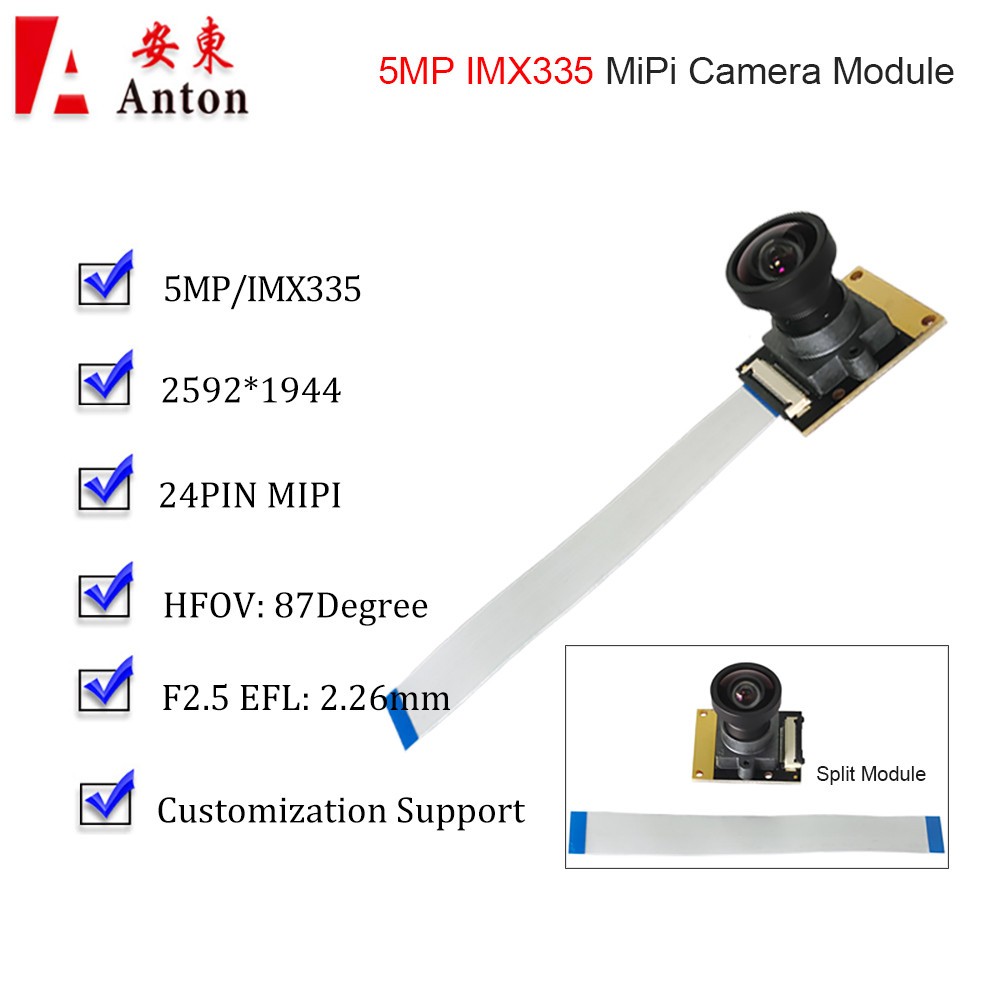 5MP IMX335 Camera Module FF 24-pin Mipi CSI FPC Ribbon Cable 2592X1944 Webcam