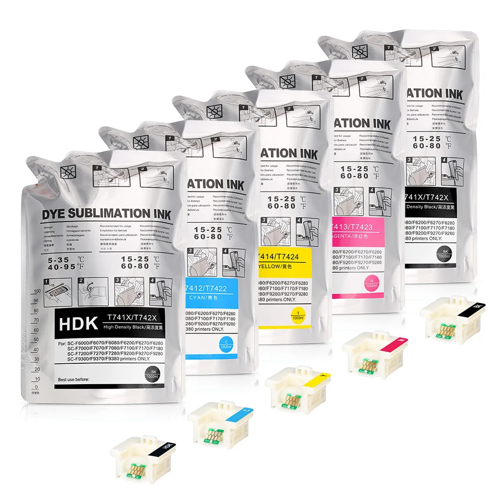 5*1100ml Sublimation Ink Bag for Epson F6000 F7000 F6070 F7070 F6200 F7200 F6270