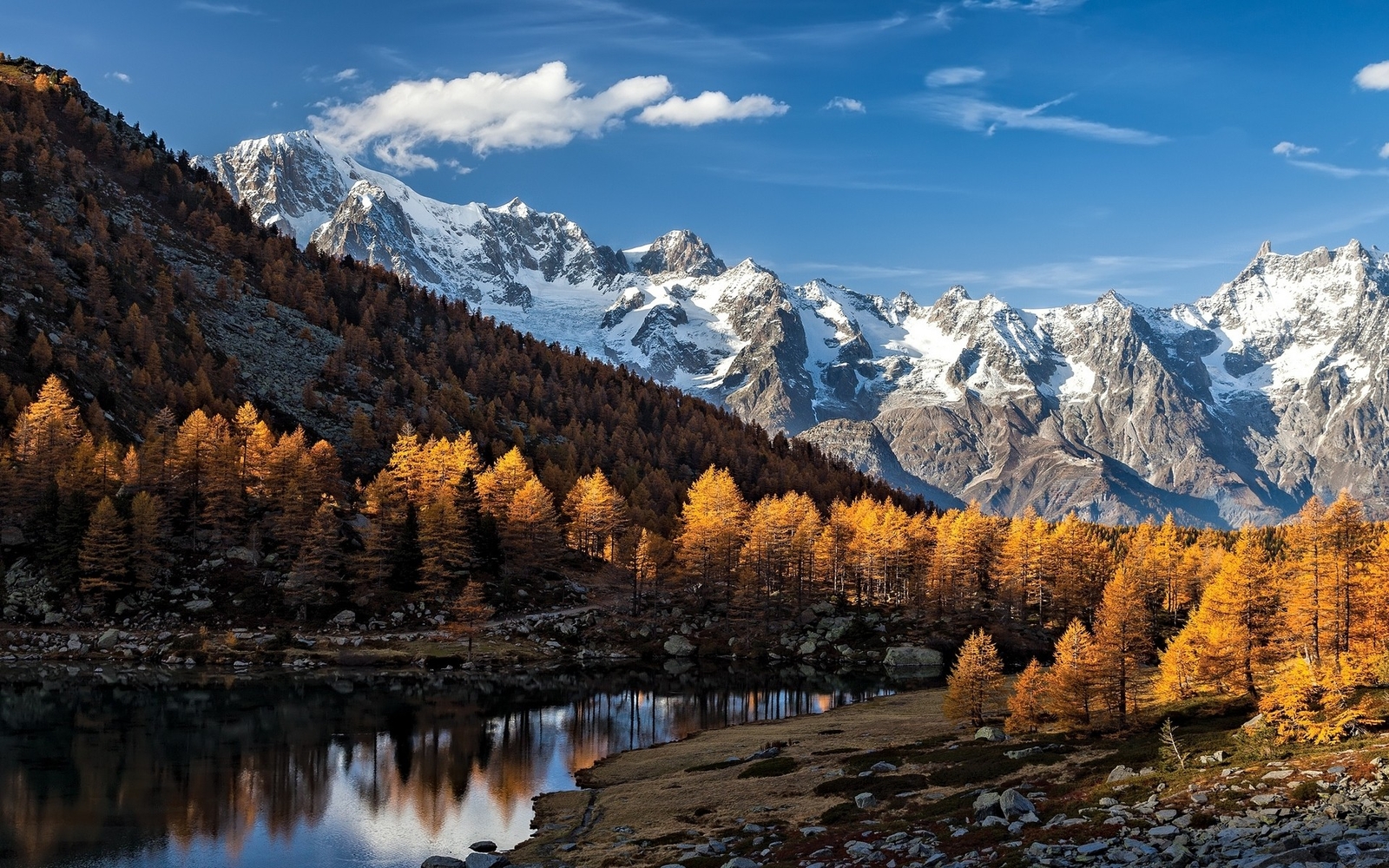 Landscape nature fall mountains lake forest alps italy Custom Gaming Mat Desk