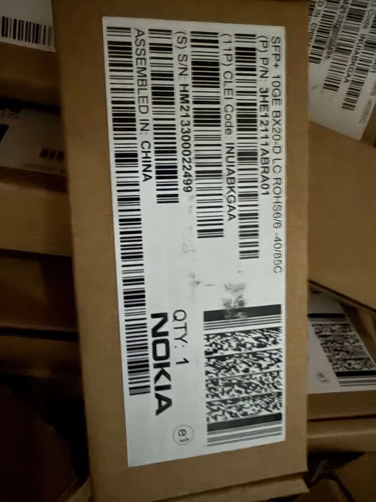 Nokia 3HE12111ABRA01       SFP+ 10GE BX20-D BRAND NEW
