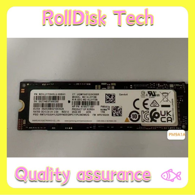 Used Samsung PM9A1a 1TB NVMe PCIe Gen4x4 M.2 2280 Internal SSD MZ-VL21T0B New