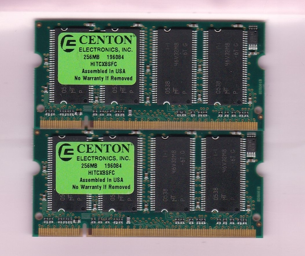 512MB 2x256MB PC-2100S CENTON HITCX8SFC DDR-266 LAPTOP MEMORY DDR1 Kit SO-DIMM