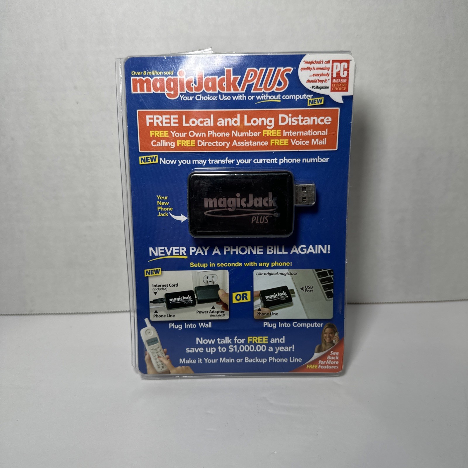 Magic Jack Plus Free Local Long Distance Calling Telephone Unit 430-0460 Read