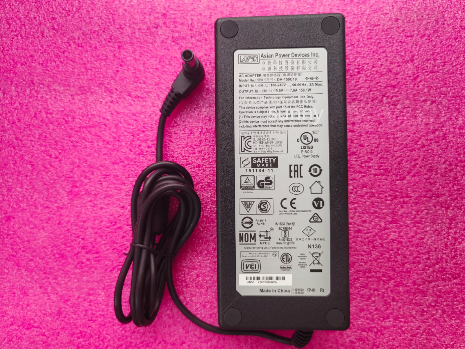 For Acer Predator XB273U Gsbmiiprzx Monitor DA-150C19 19V 7.9A Adapter Original