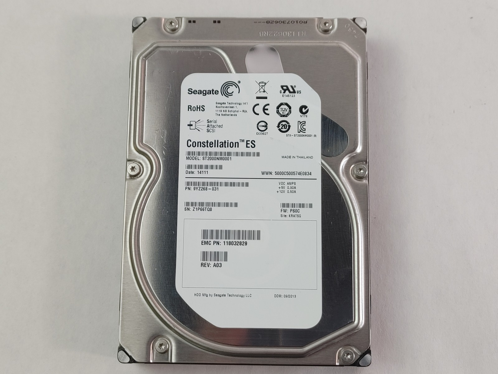 Seagate EMC ST2000NM0001 Constellation ES CLAR2000 2TB 3.5" SAS 2 Enterprise HDD