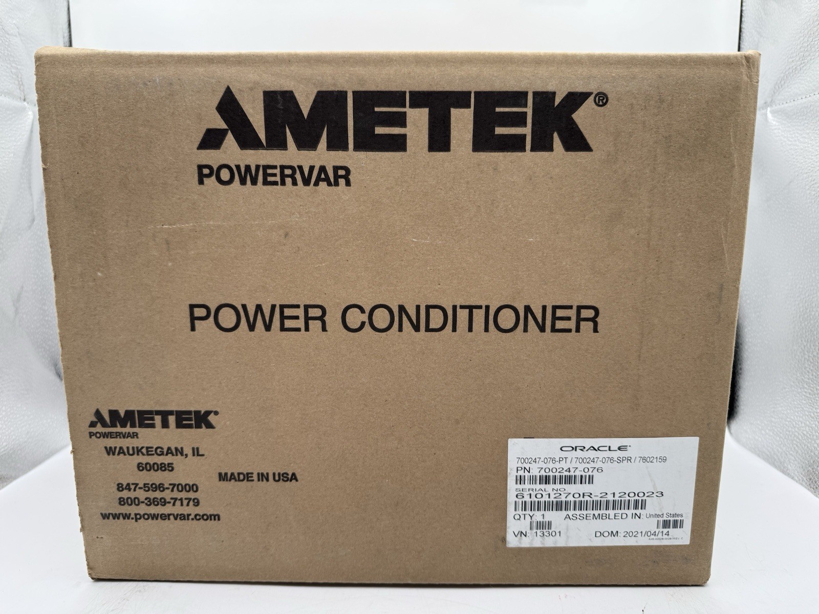Oracle Ametek POWERVAR 1.0 Power Conditioner 120VA 1.0A 60Hz 700247-076