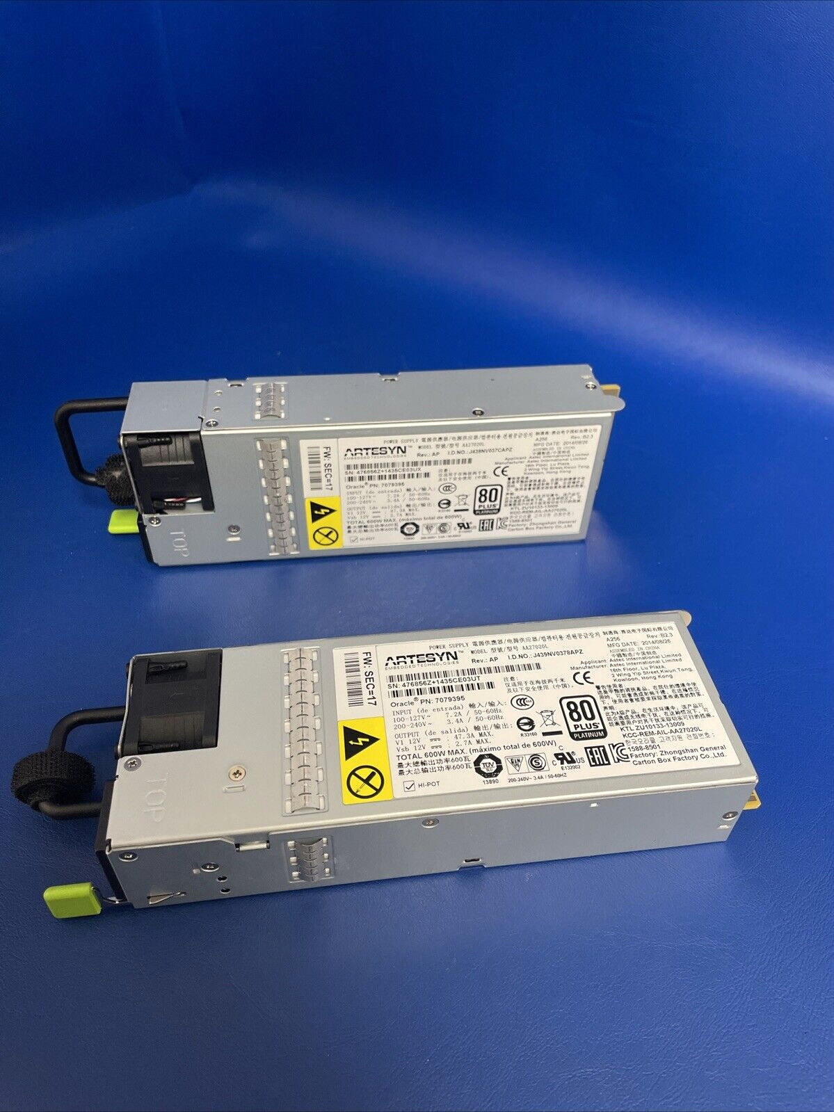 LOT OF 2X Artesyn AA27020L 600W Power Supply Oracle A256 / WORKING