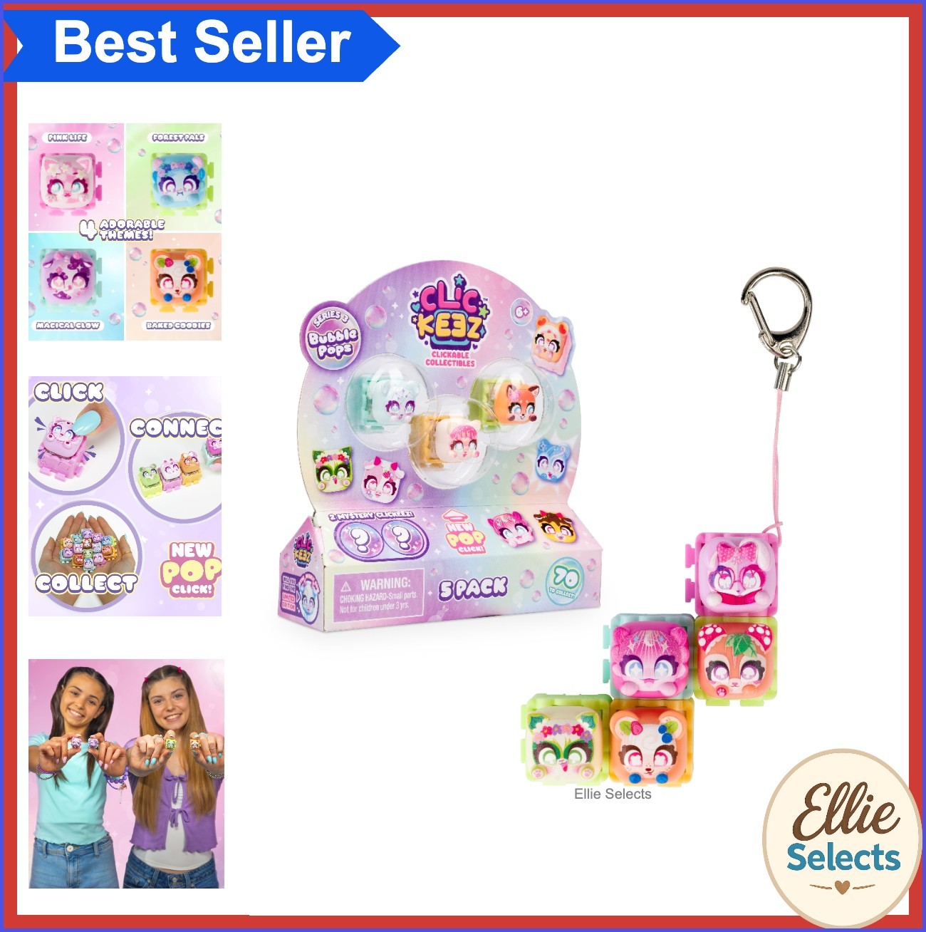 Collectible Character Keyboard Key 5 Pack Click and Clack Keychain Ages 6 Up