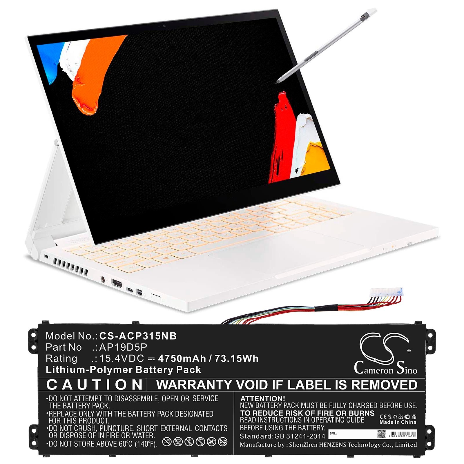 BATTERIE 4750mAh AP19D5P for Acer Conceptd 3 Ezel CC314 CN314 CN315