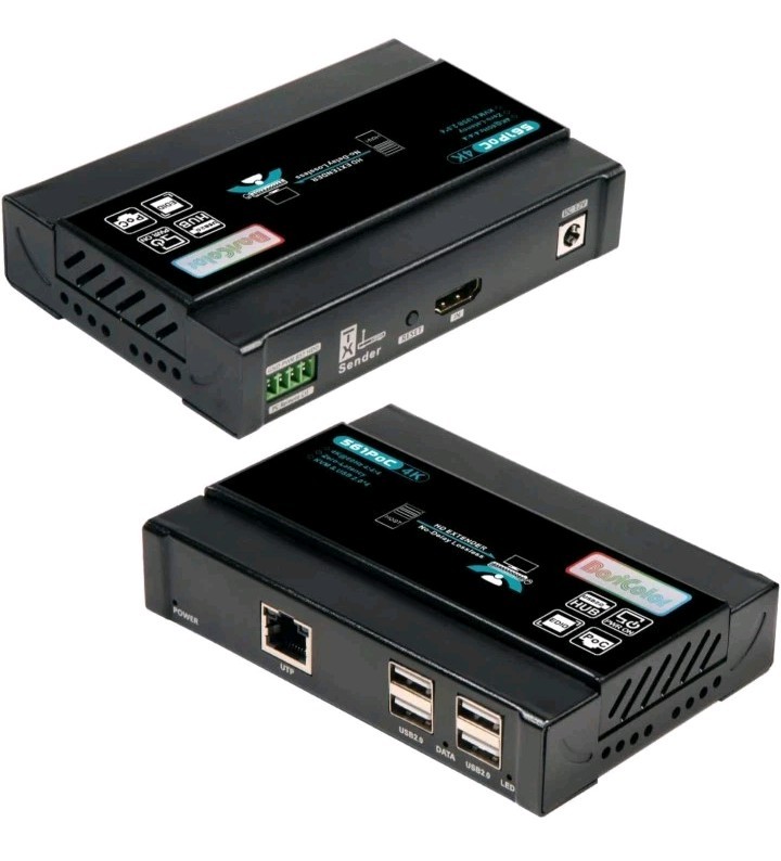 Basicolor 4K60Hz HDMI KVM USB Extender Over Cat6 196Ft Plug&Play 4xUSB2.0 Read