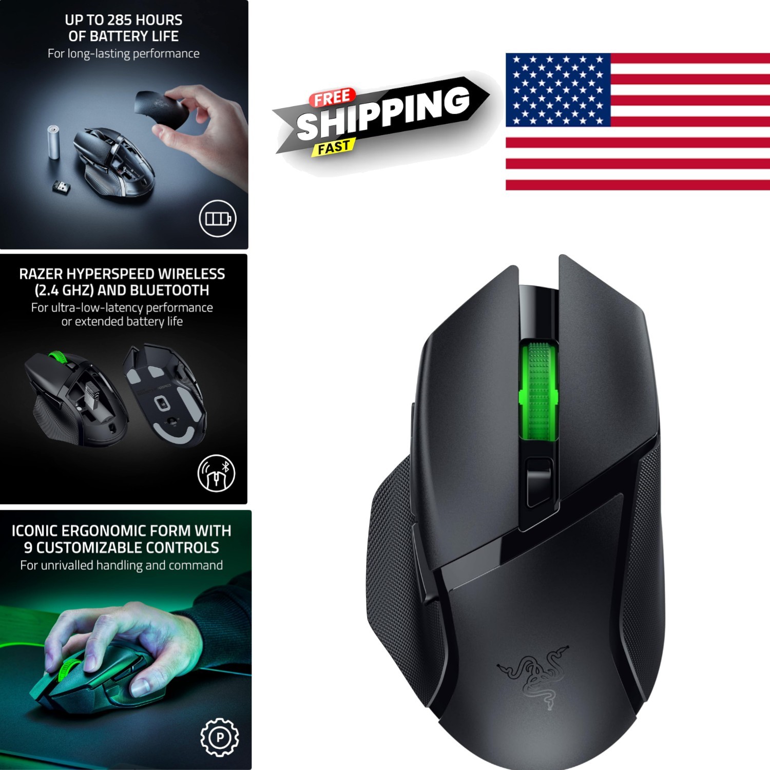 Versatile Wireless Mouse for PC and Mac with Chroma RGB and 285 Hour Battery