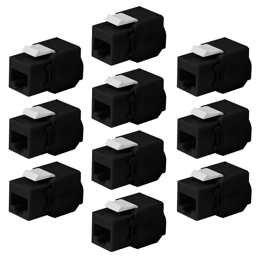 10 Pcs Cat6A RJ45 Ethernet Network Keystone Jack Toolless 180 Degree Module