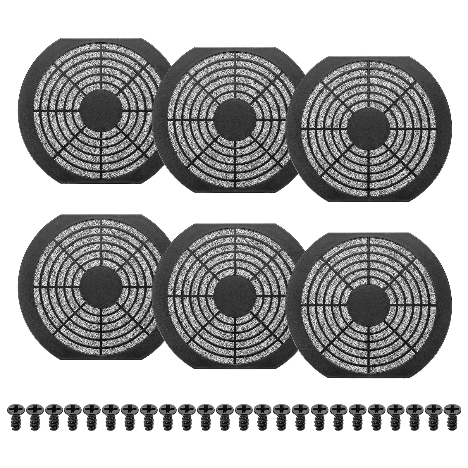 6Pcs 170mm Fan Filter Grill Plastic Ventilation Grill Cover with Screws Black]