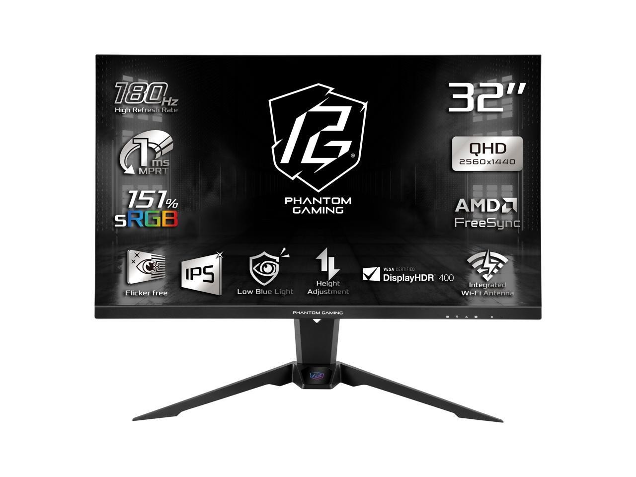 ASRock Phantom Gaming 32" QHD AMD FreeSync HDR400 180Hz 1ms (GTG) Gaming Monitor