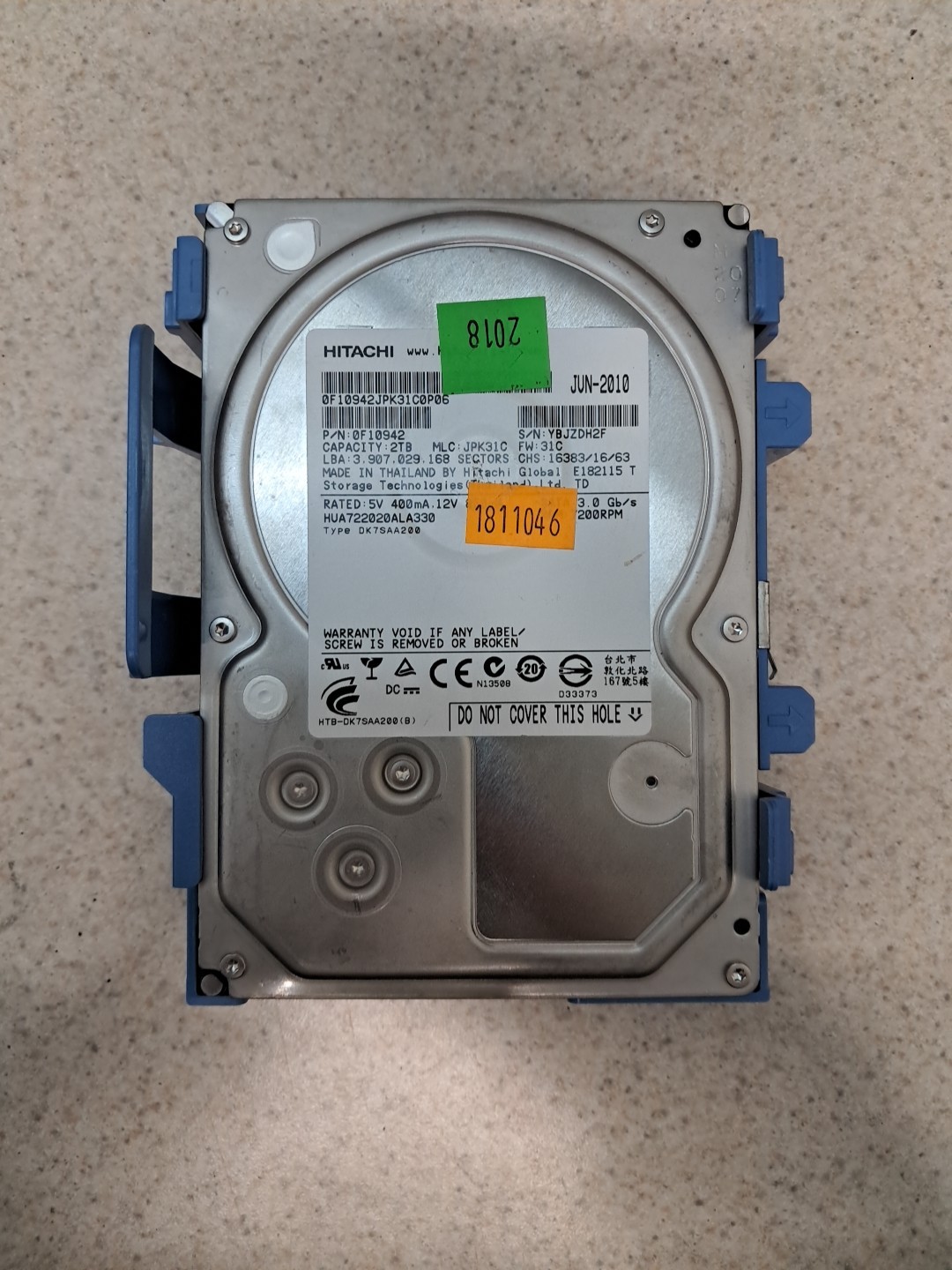 0F10942 - Hitachi Data Systems 2TB 7200 RPM SAS 3.5" HDD for AMS With Caddy