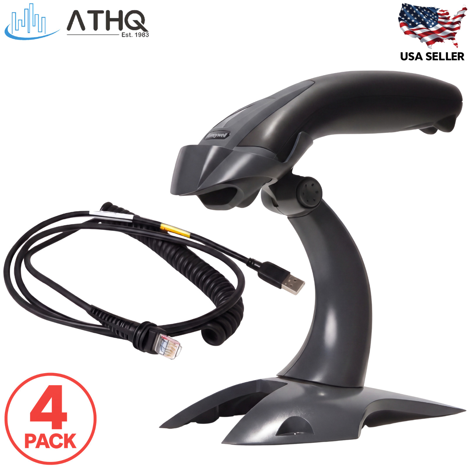 4 PACK Honeywell Voyager 1200G 1D Laser Barcode Scanner USB w/Stand Wired NEW