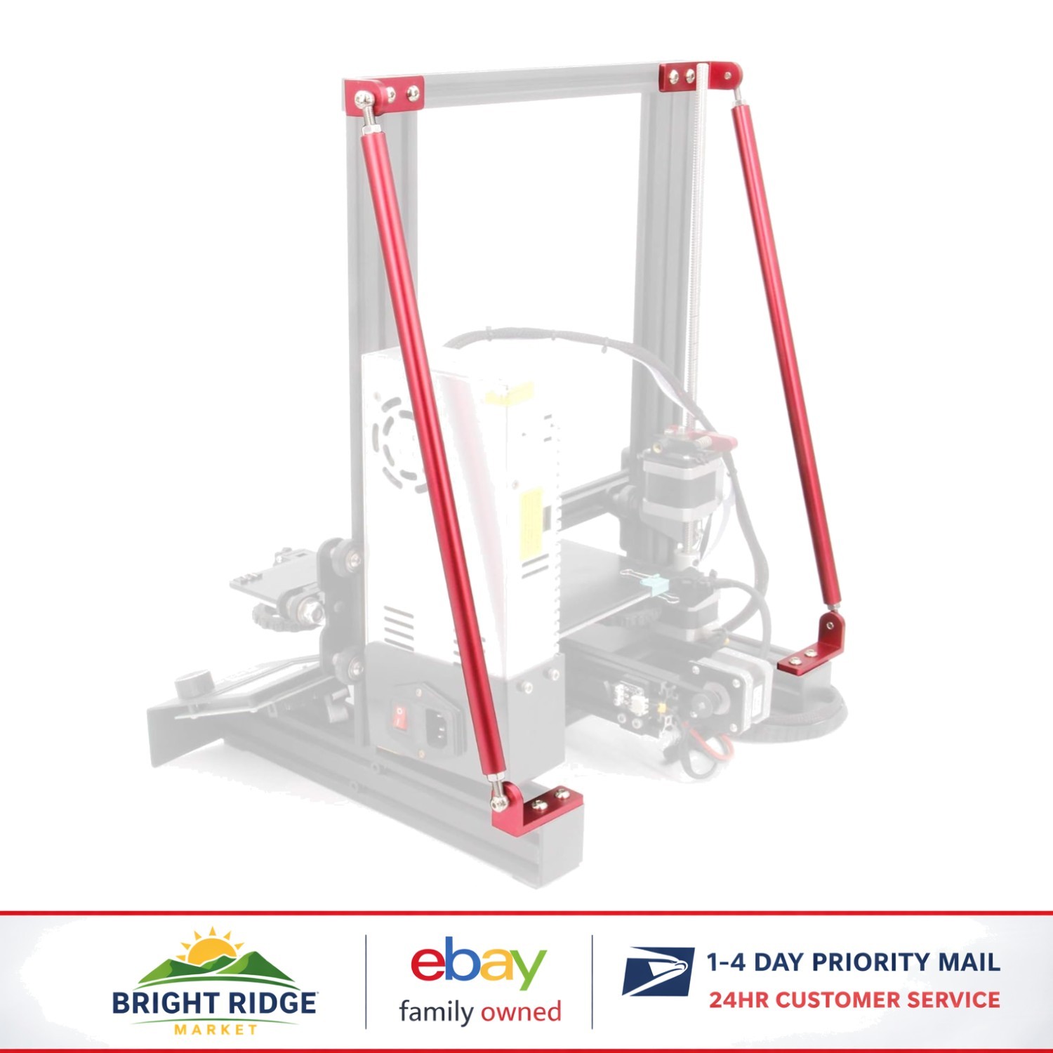Sturdy Red Supporting Rods for 3D Printing, All Metal Construction for Stability