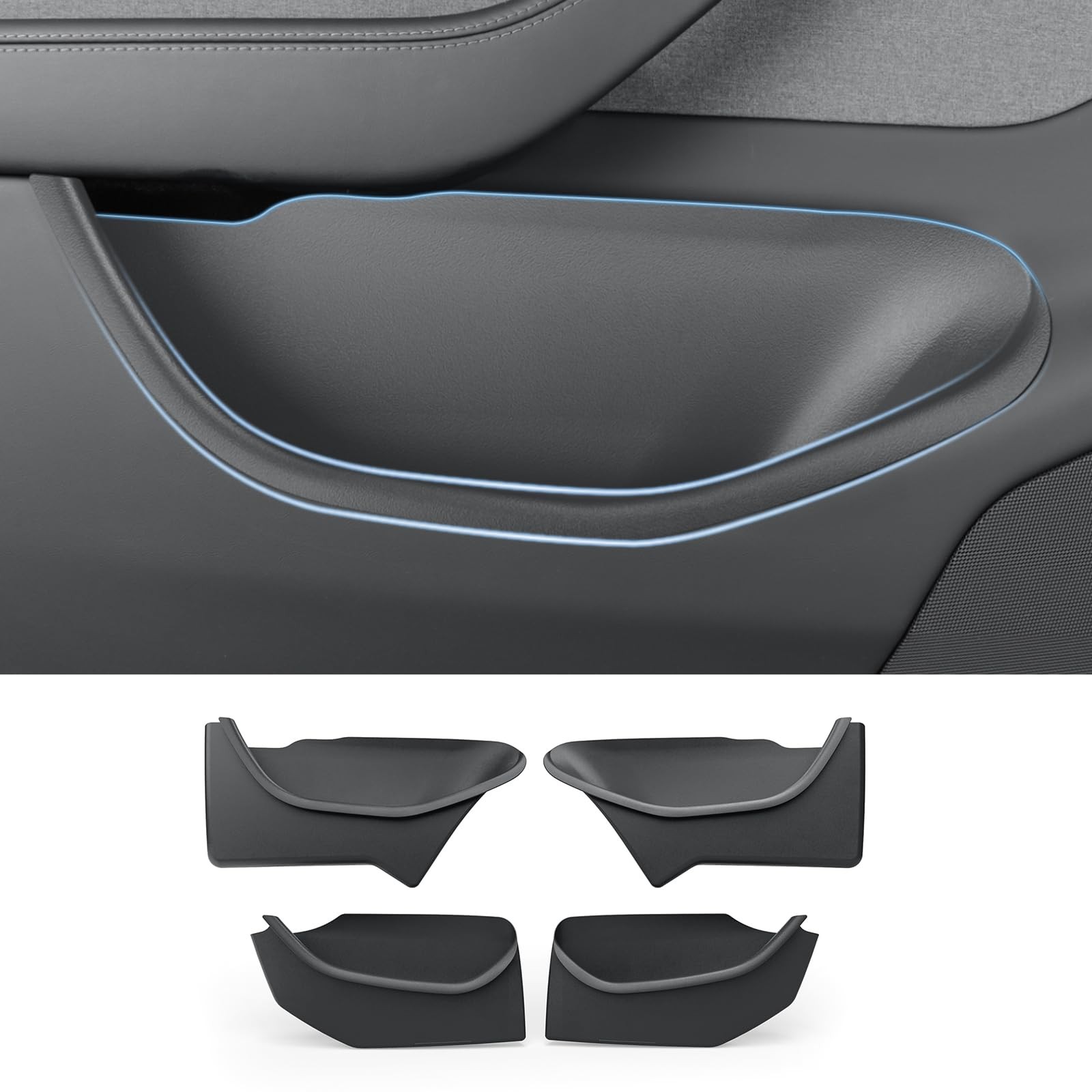 LUCKEASY 4PCS Door Side Storage Box Full Arounding for Tesla Model Y Juniper ...