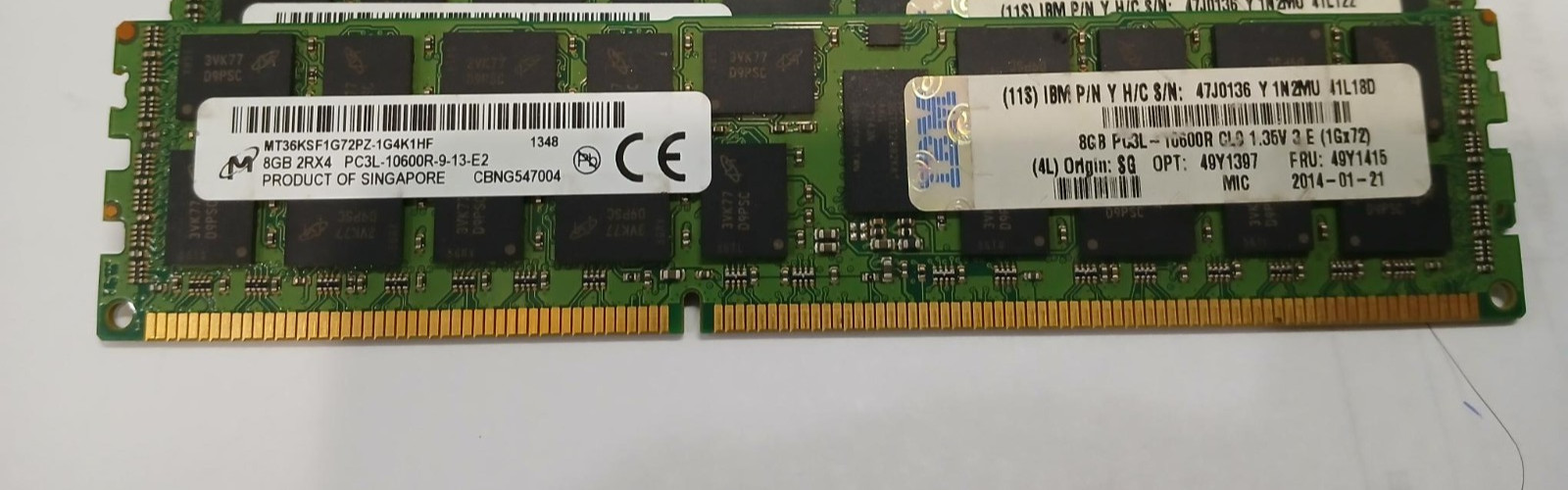 Micron 8GB 2RX4 PC3L-10600R-9-13-E2 ECC REG Server Memory  MT36KSF1G72PZ-1G4K1HF
