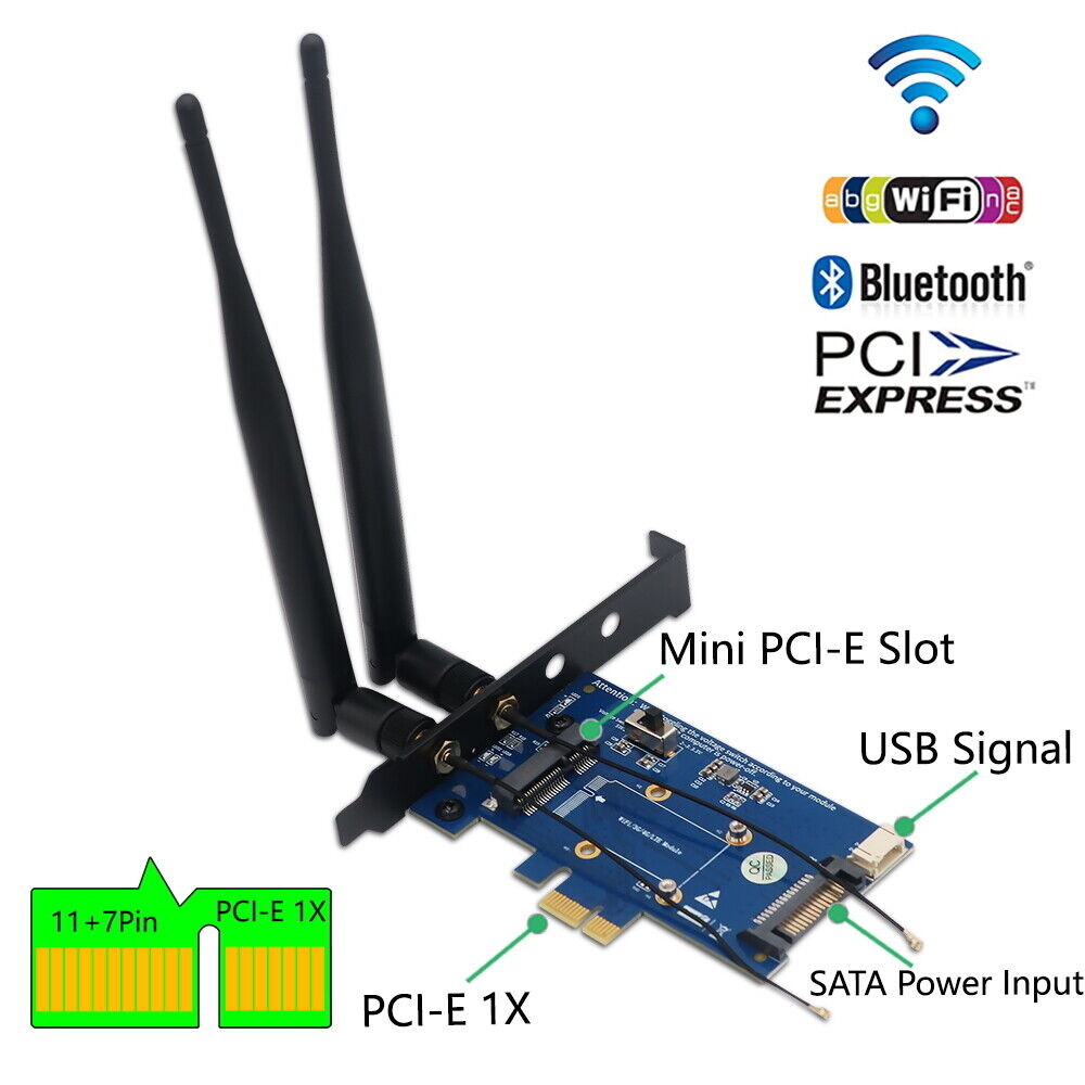 Mini PCI-E to PCI-E 1x Adapter With SIM card Slot for WiFi and 3G/4G/LTE card