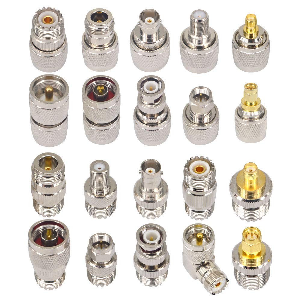 20PCS UHF RF Coaxial Connectors Kit SO239 PL259 UHF Adapter Set Coaxial Cable