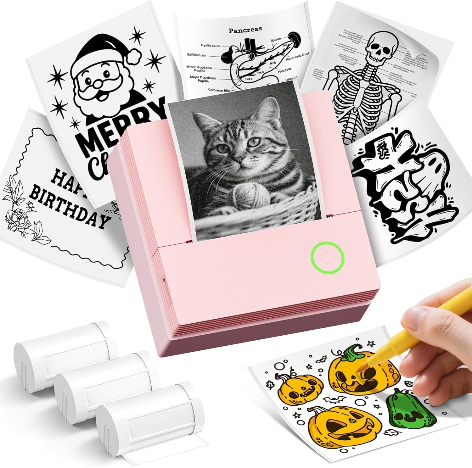 Sticker Printer PM290 Mini Printer Bluetooth Sticker Maker Machine 3 Paper Rolls