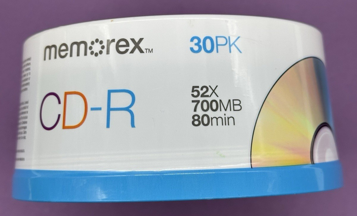 NEW Memorex Spindle 700MB/80 Min 52x CD-R Recordable Discs 30 Pack FactorySEALED