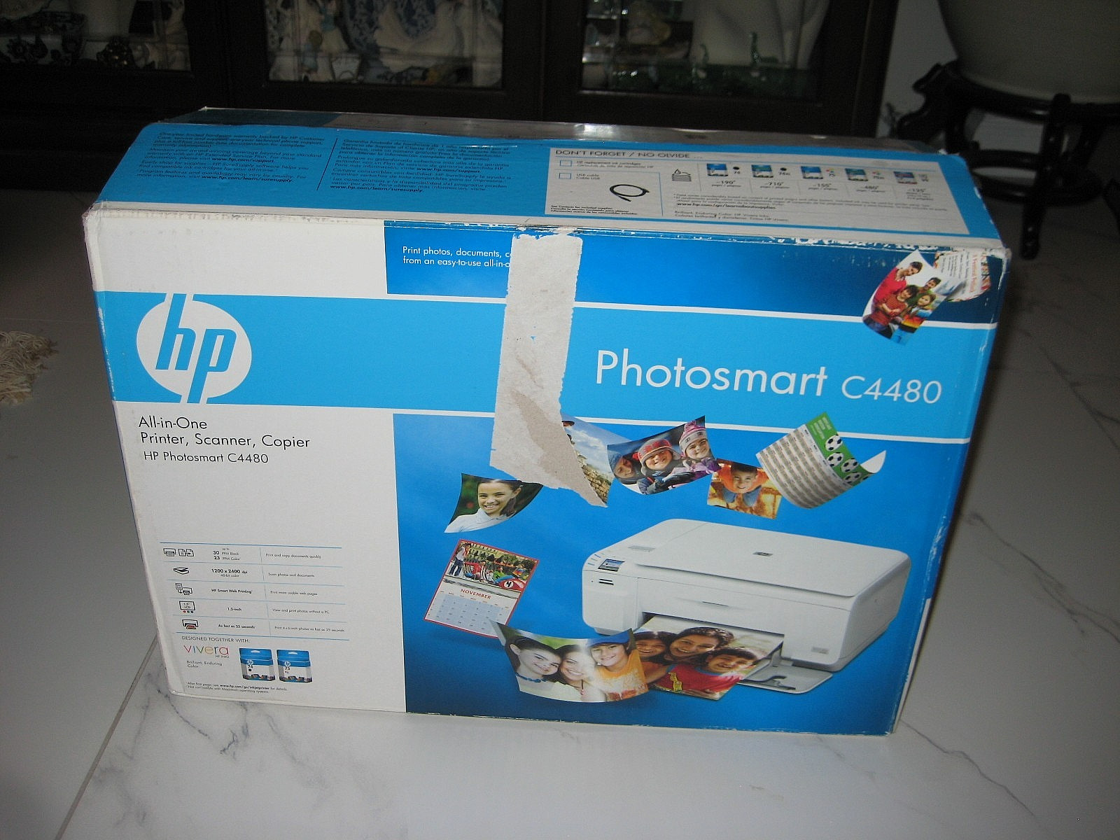 HP PHOTOSMART C4480 ALL IN ONE SCANNER COPIER INKJET PRINTER NEW OPEN BOX