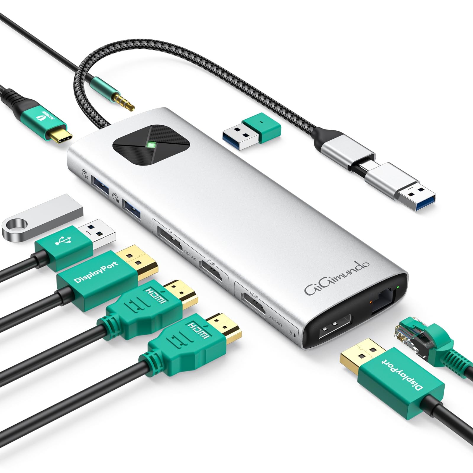 Gigimundo Lk10 10 In 1 Laptop Docking Station Dual Monitor Usb C Hub Dual