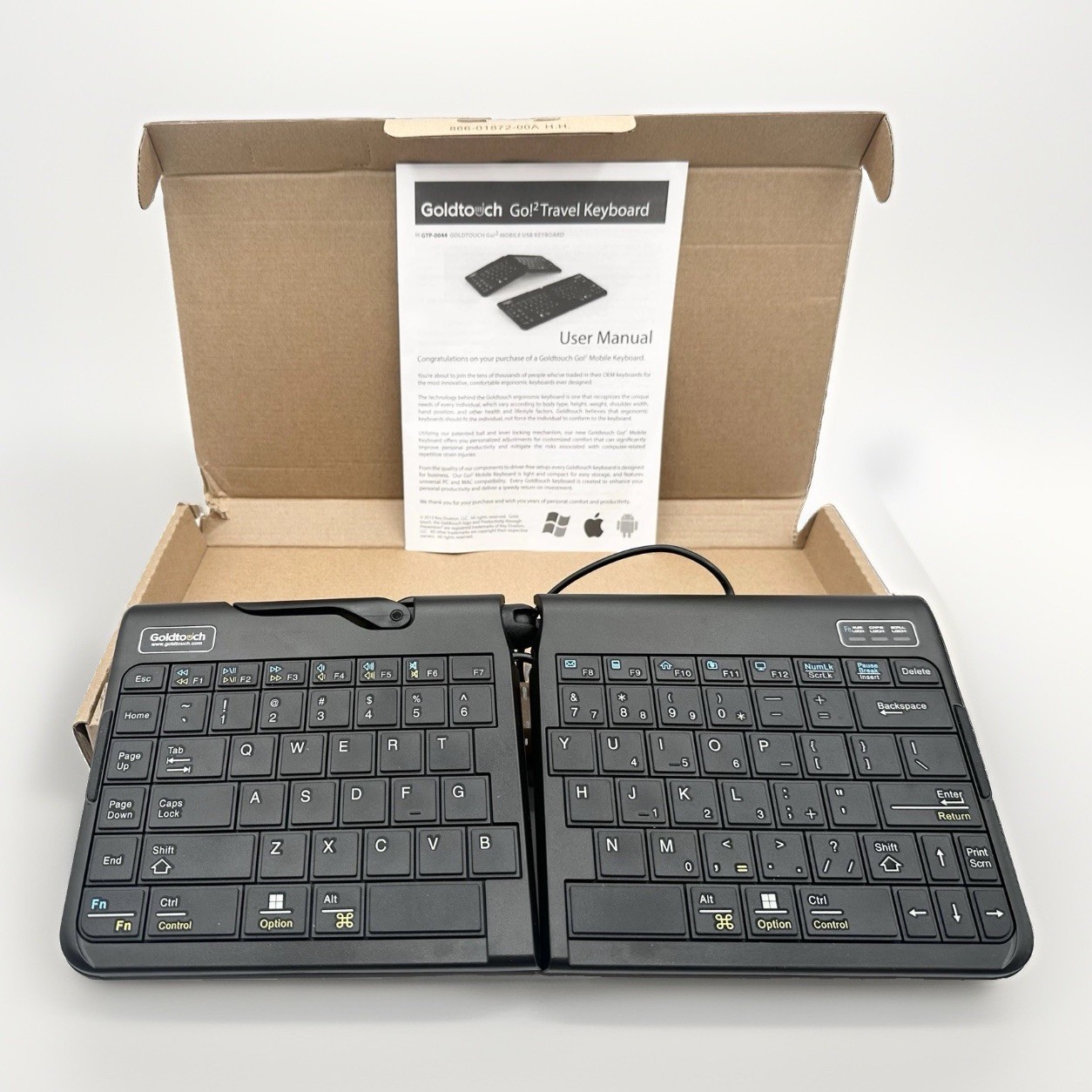 Goldtouch Go2 Travel Foldable USB Keyboard Black GTP-0044 NEW